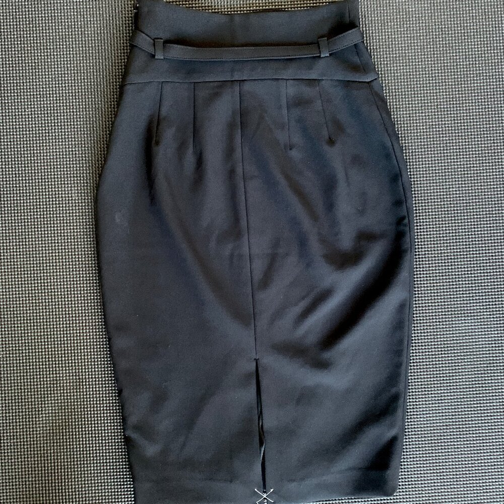 Express Long Midi Black Pencil Skirt with buckle and back slit - Picture 3 of 4